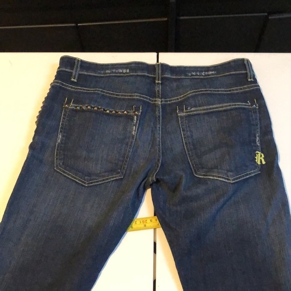 Rich & Skinny size 30 blue denim embellished with brass studs Straight leg - Picture 2 of 7